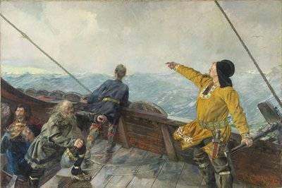 Leif Eriksson (10. Jahrhundert) sichtet Land in Amerika, 1893 von Christian Krohg